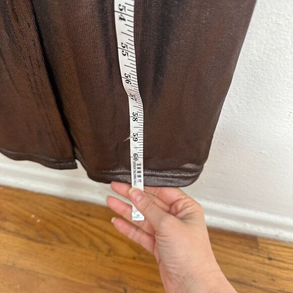 About Us Meredith Plunge Maxi Deep VNeck Sleeveless Shiny Bronze Metallic Small - Picture 14 of 16